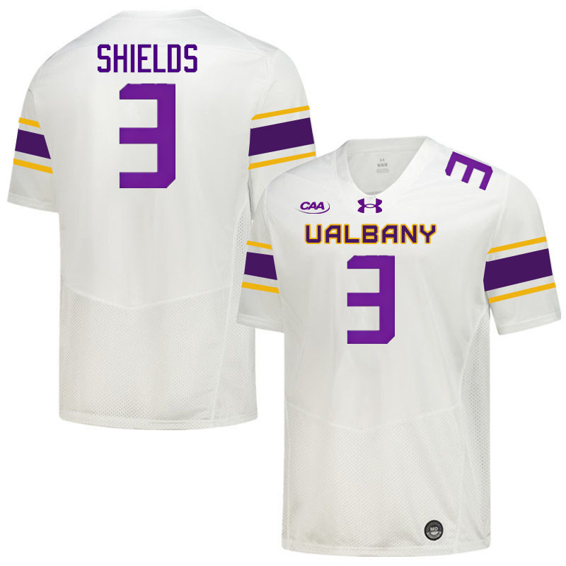 UAlbany Great Danes #3 Jack Shields College Football Jerseys,Uniforms-White